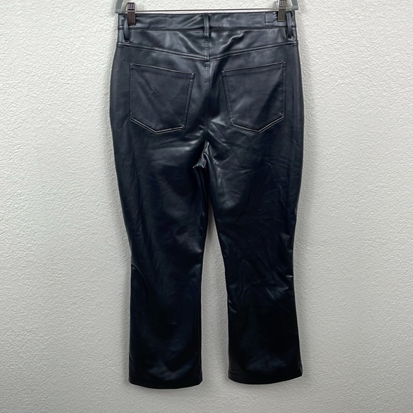 New 7 For All Mankind Faux Leather High Waist Slim Kick Pants Black Sz 31 - Picture 6 of 16